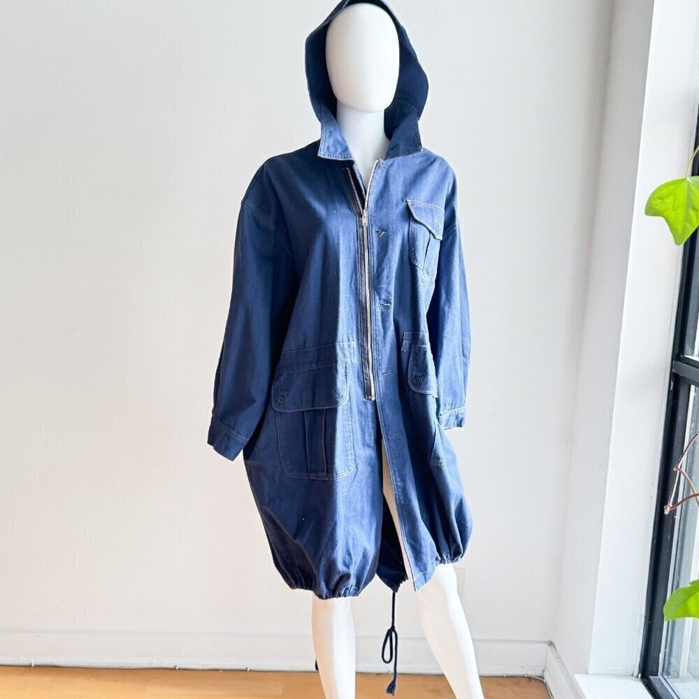 Teeny Bop Lightweight Denim Zip up Chore Trench Jacket XXL